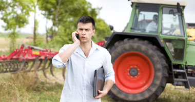 Farmer talking on the phone